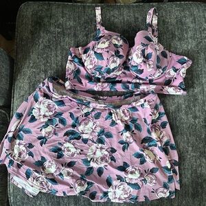 Torrid Purple Floral Swim Skirt Set